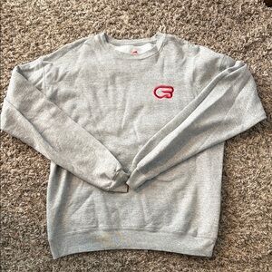 Gray Crewneck Sweater with Red Embroidered Cyclebar Logo